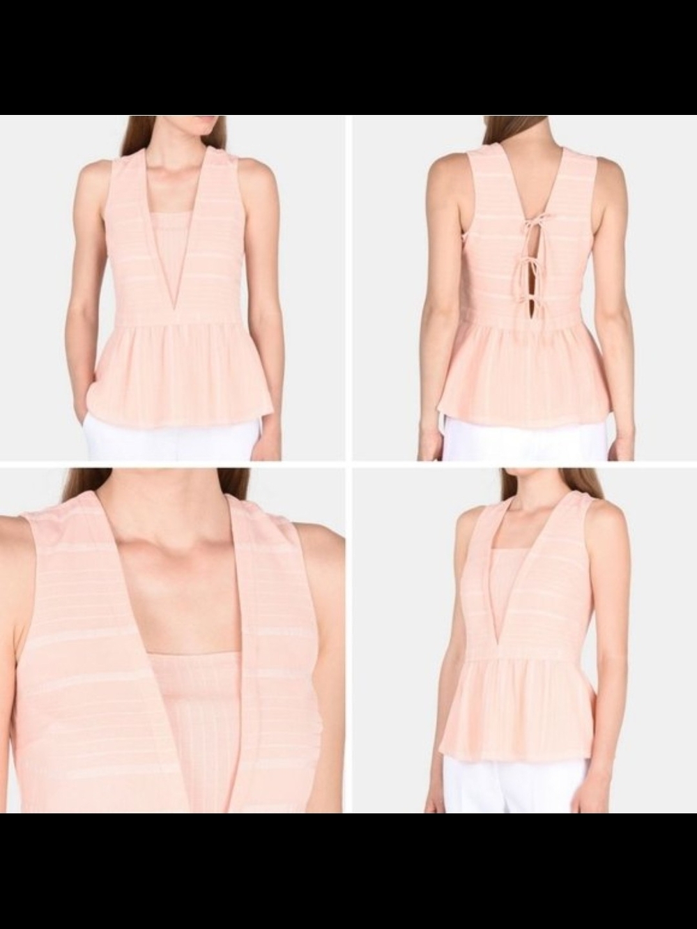 Armani Exchange Women's Peplum Sleeveless Peach V Neck Top L